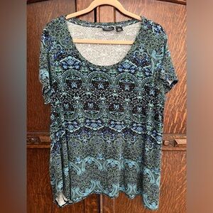 Jones and Co. Colorful blue and purple tunic top1X